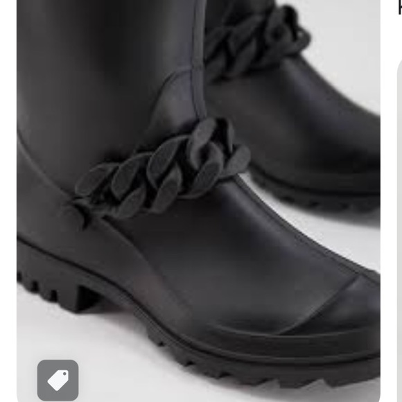 NWT • ASOS • GRAYSON Tall Black Welles Boots with Chain Trim Detail - Picture 2 of 13